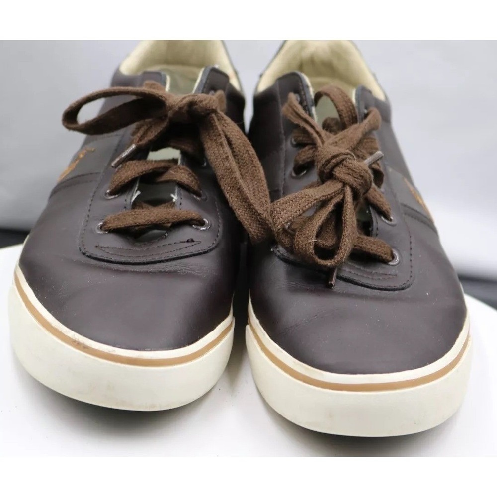 Polo Ralph Lauren Hanford Shoes Mens 11D Brown‎ Leather Sneakers Athletic Boat